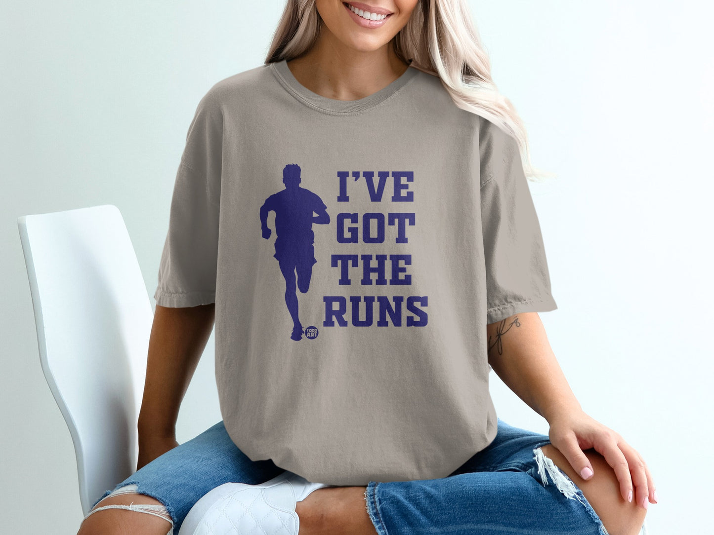 Tan I'VE GOT THE RUNS Runner Graphic T-shirt product type