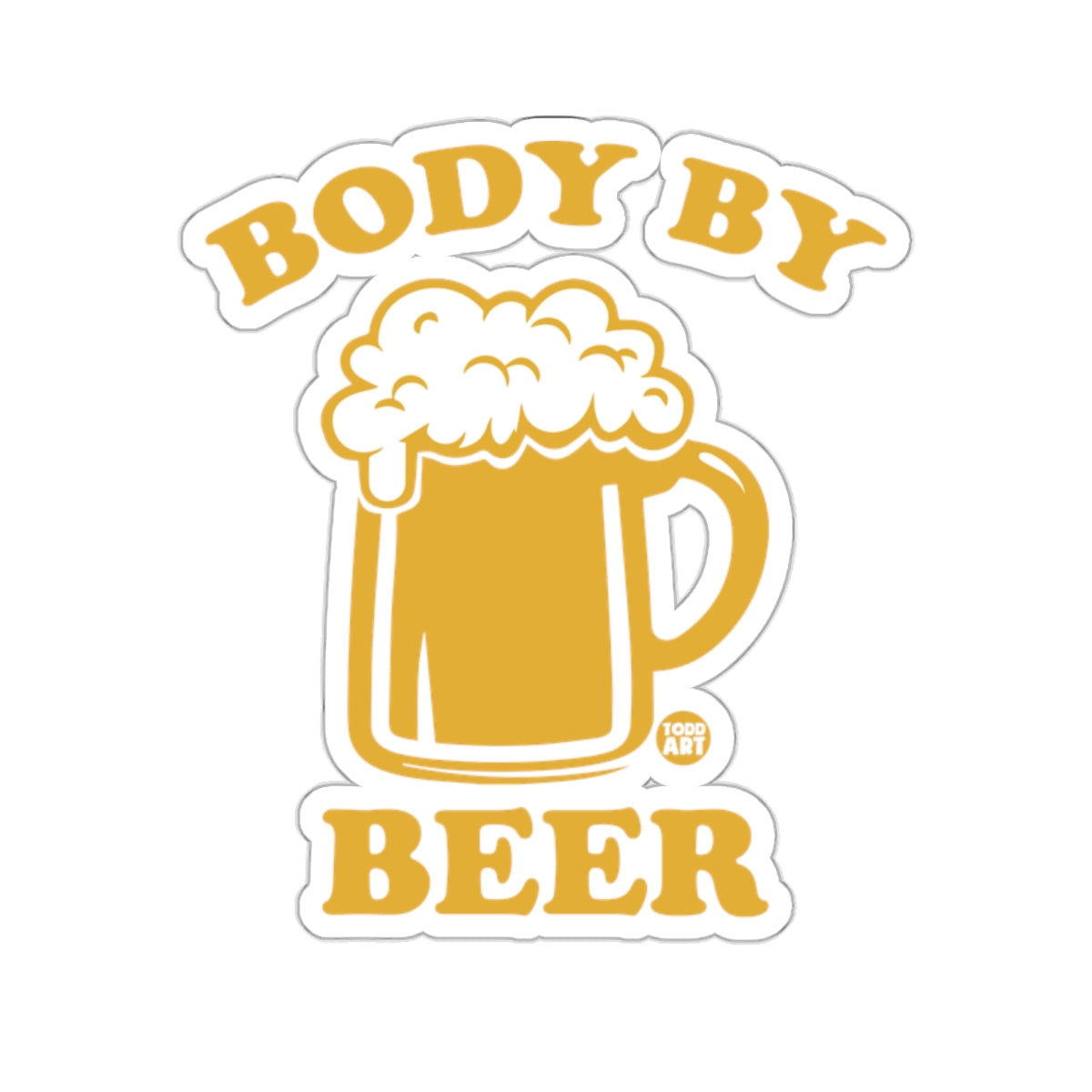 BODY BY BEER Golden Beer Mug Frothy Foam Artwork 