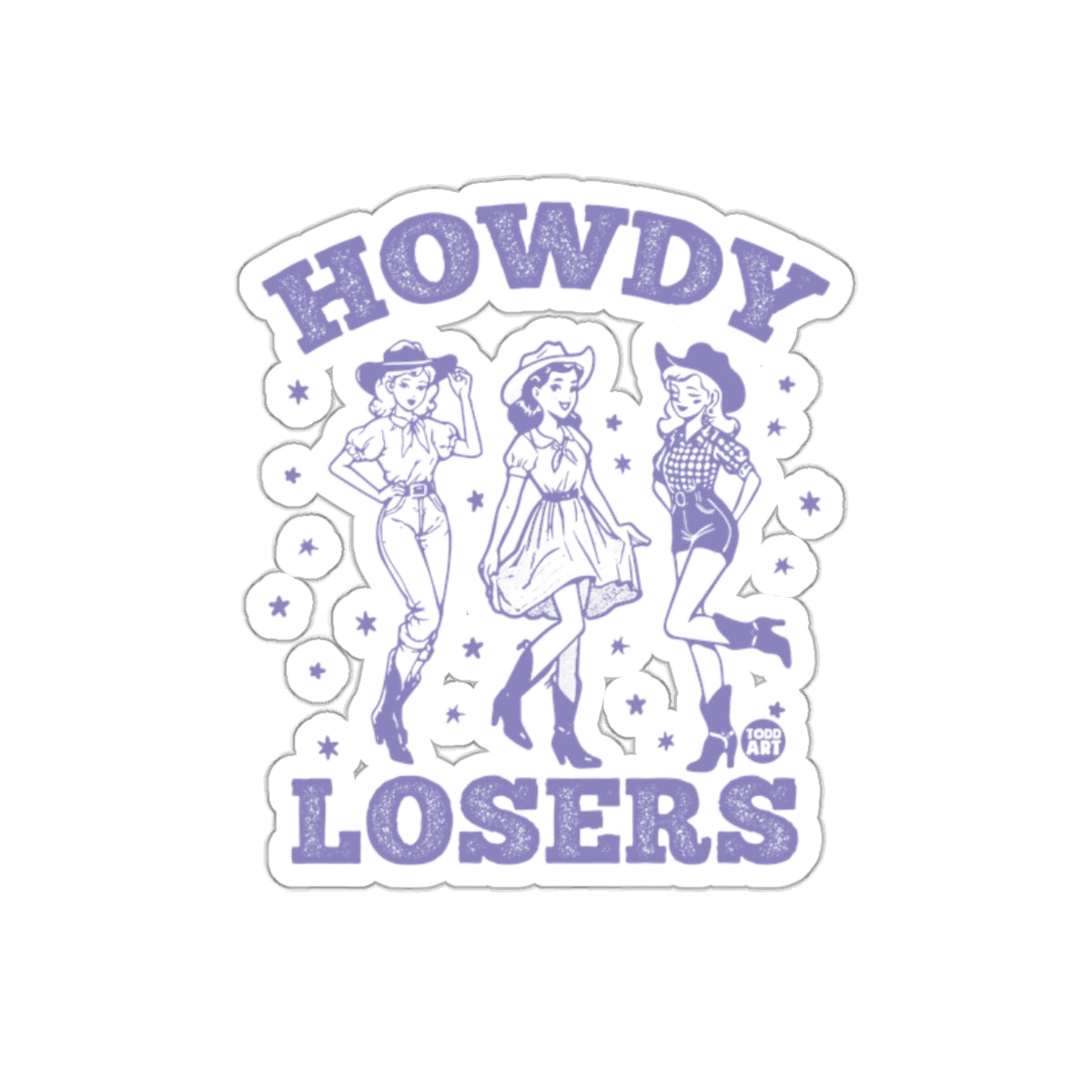 Howdy Losers Retro Style Western Graphics Sticker