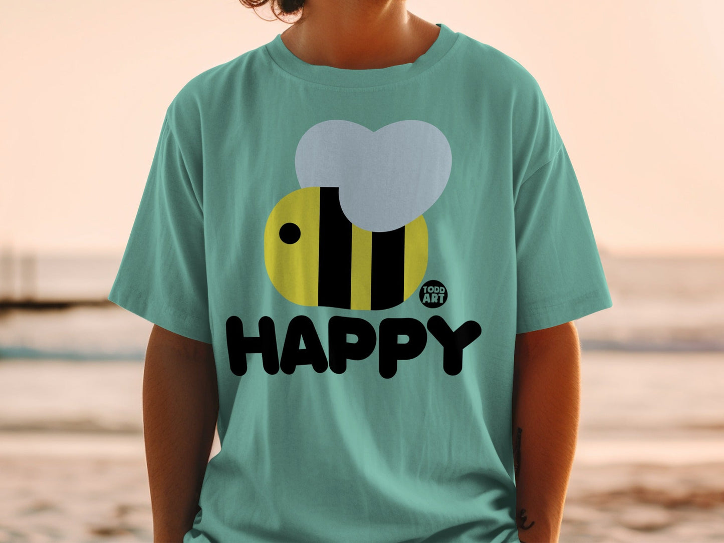 Happy Bee Graphic Todd Art T-shirt Product