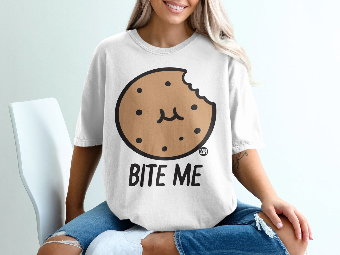 Bite Me Cookie Graphic Tee Fun and Playful Shirt
