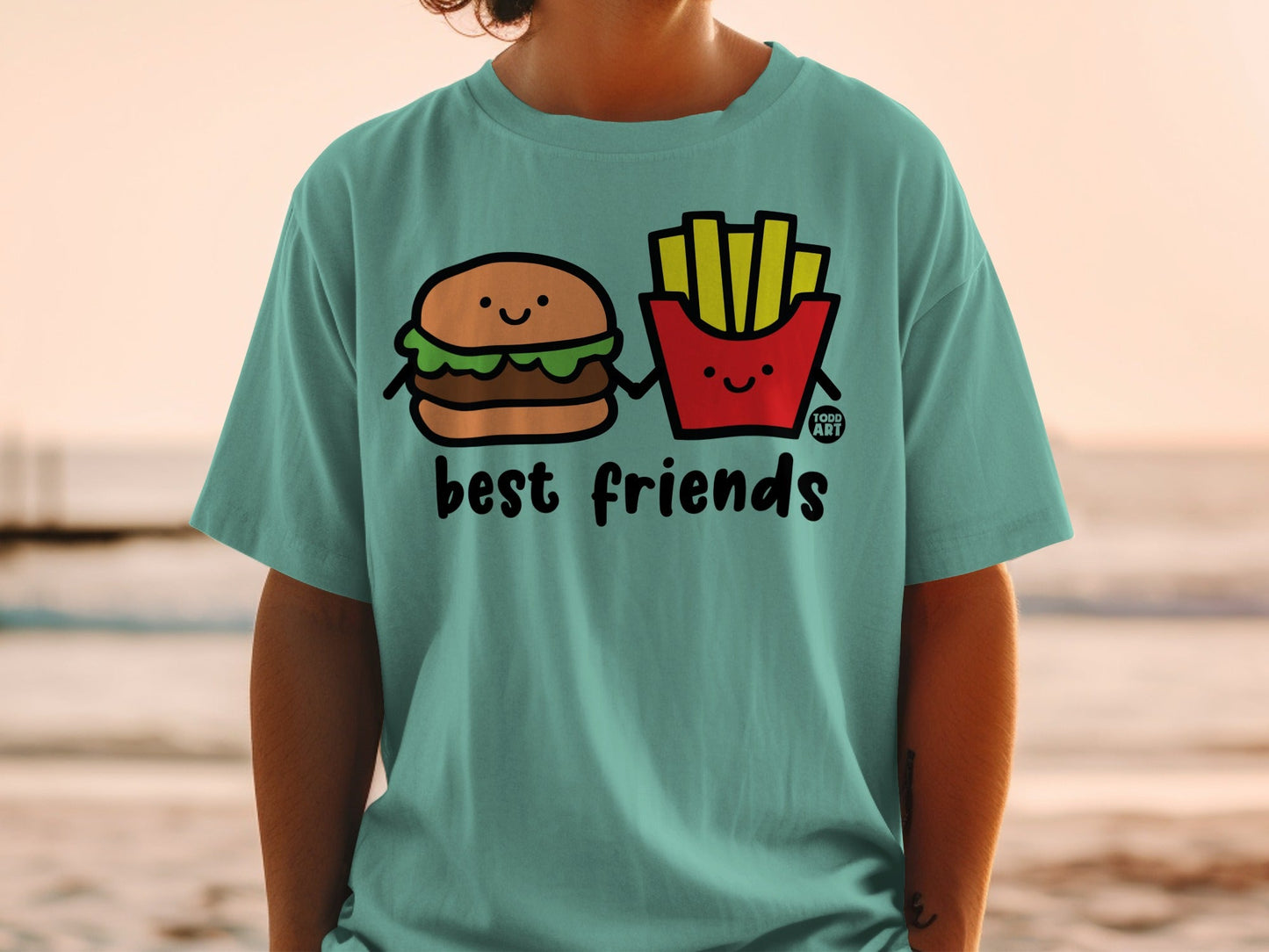 Cute Burger and Fries Best Friends Graphic T-Shirt