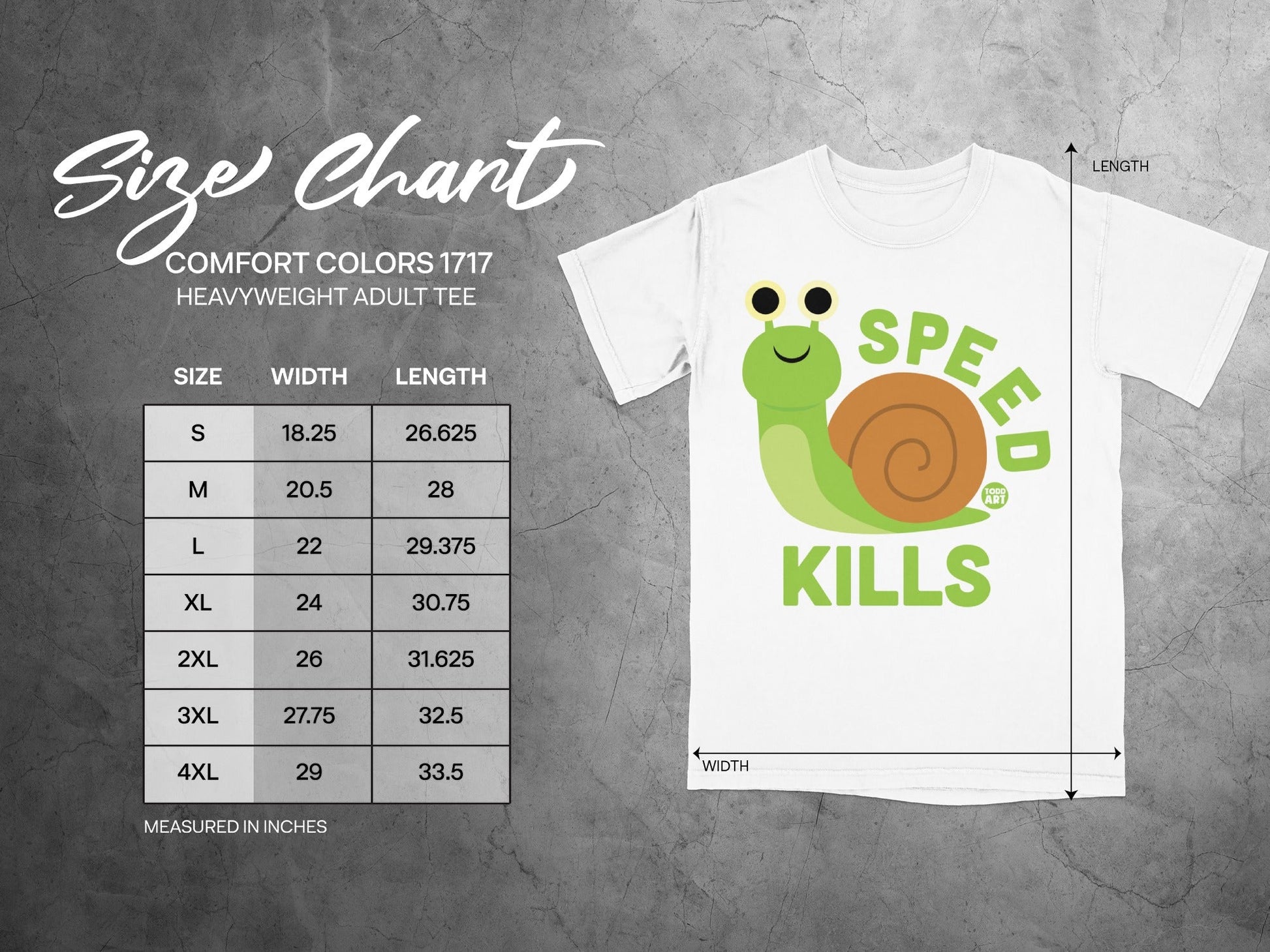 Speed Kills Snail Graphic Heavyweight Adult Tee