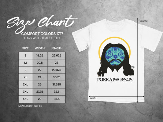 Purraise Jesus Cat Art Heavyweight Adult Tee