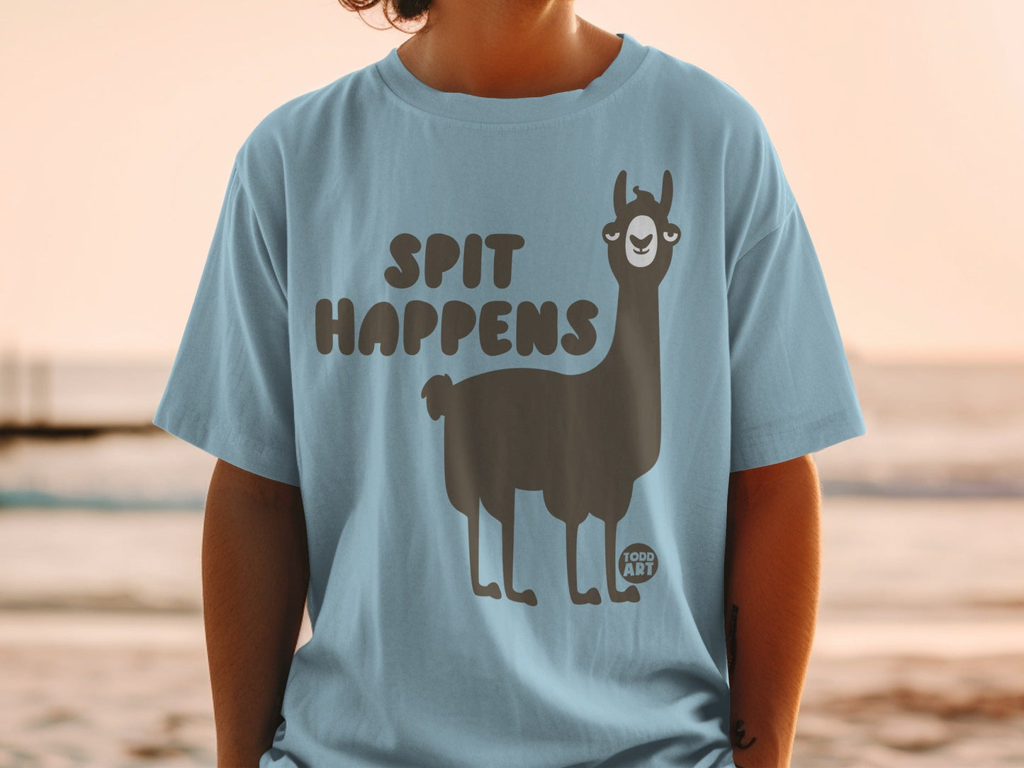 Spit Happens Funny Llama Graphic T-Shirt