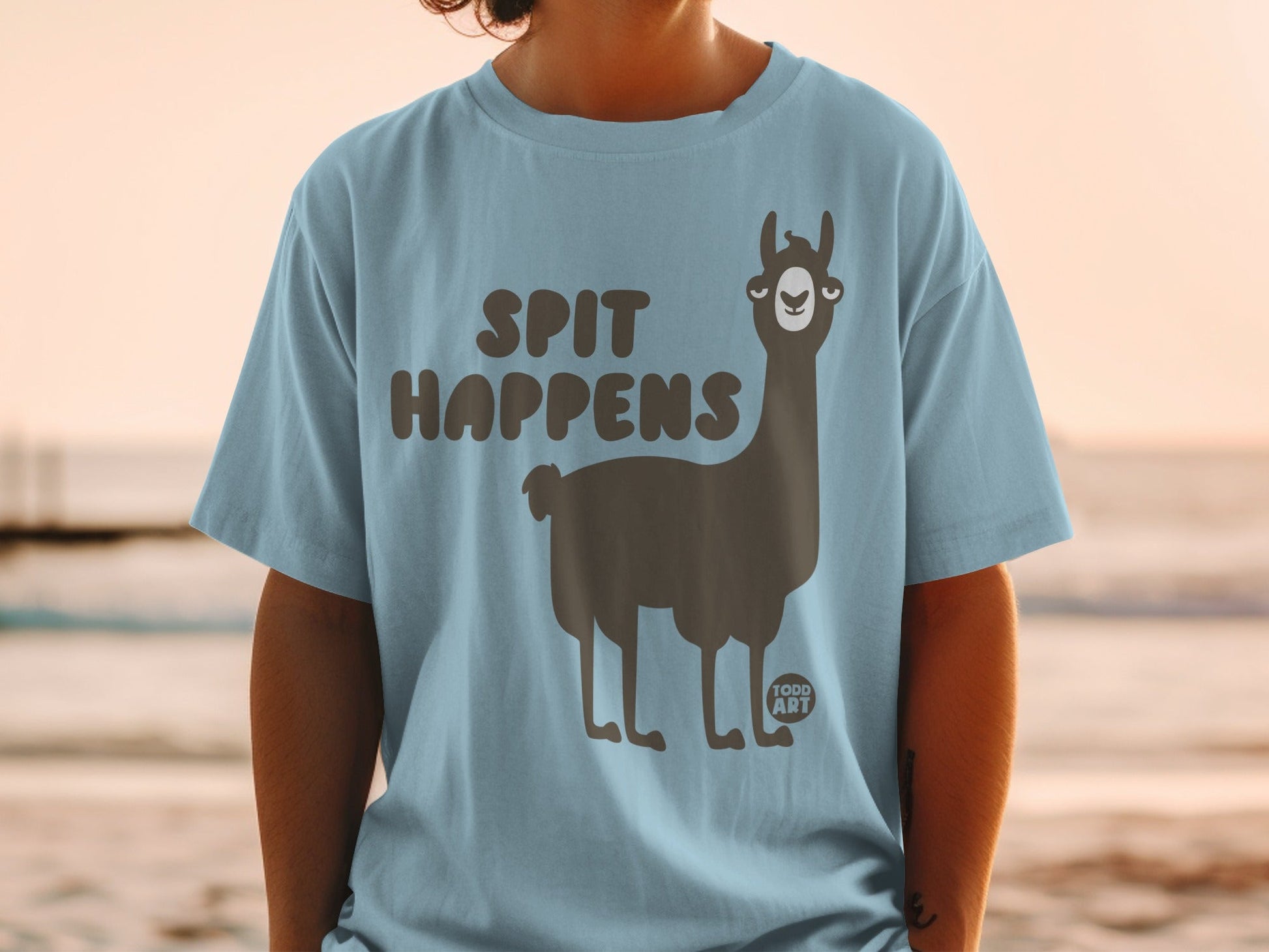 Spit Happens Funny Llama Graphic T-Shirt