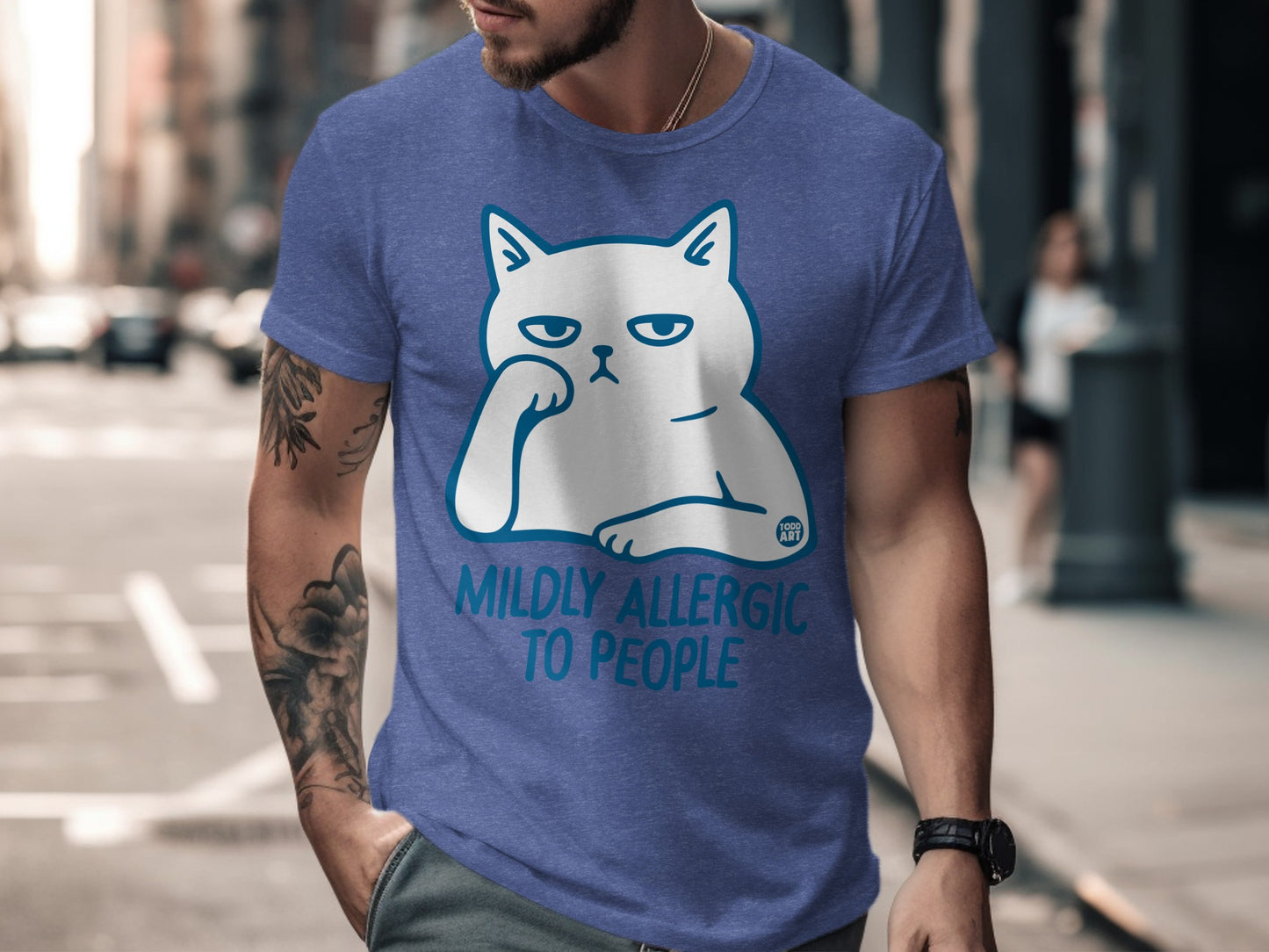Mildly Allergic To People Funny Cat T-Shirt
