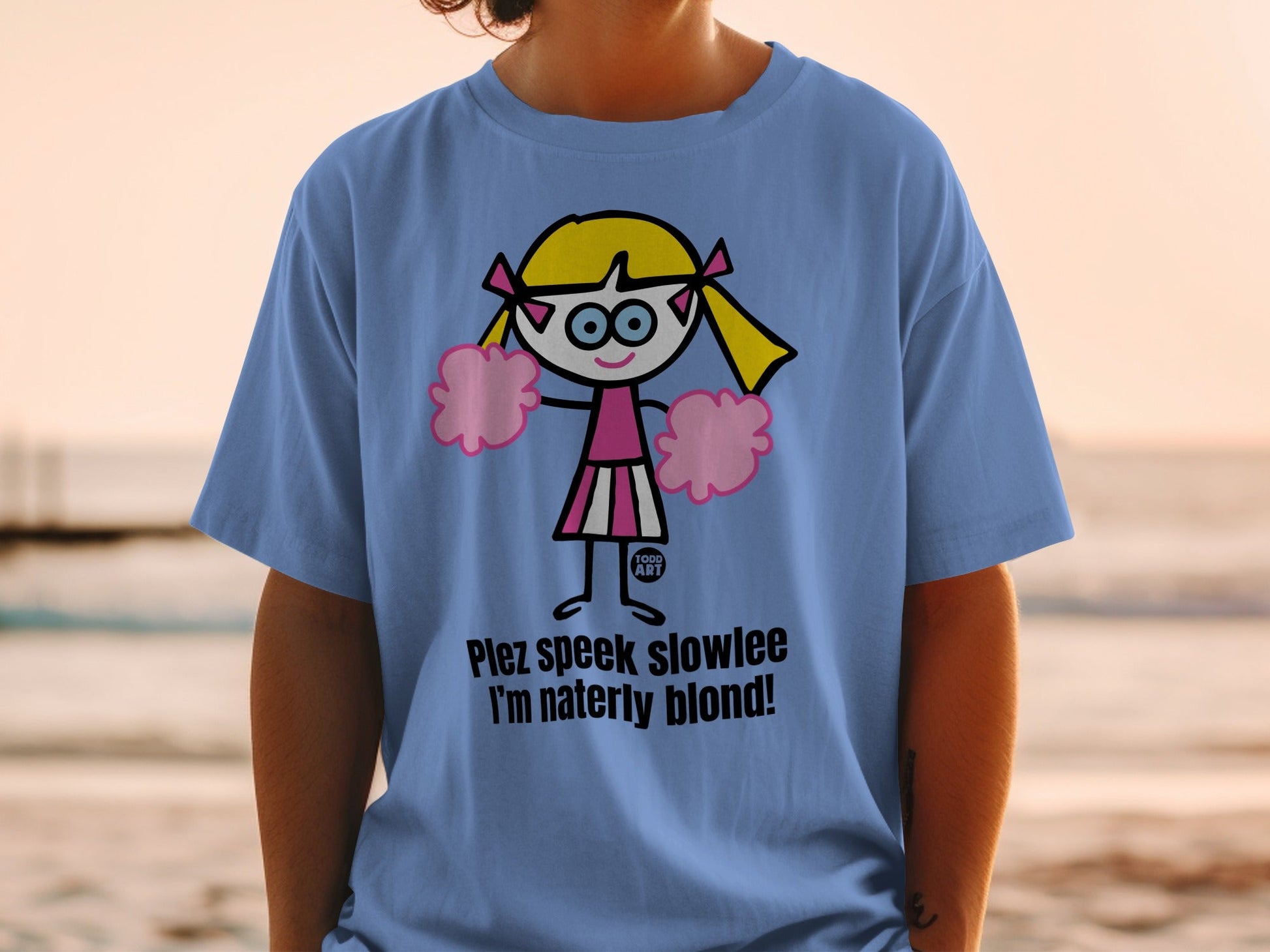 Funny Cartoon Blond Girl T-shirt with Humorous Quote