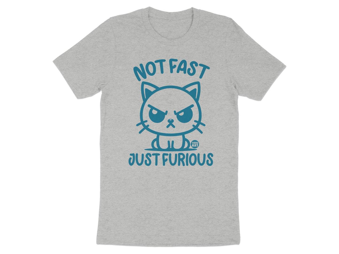 Not Fast Just Furious Angry Cat Graphic T-Shirt
