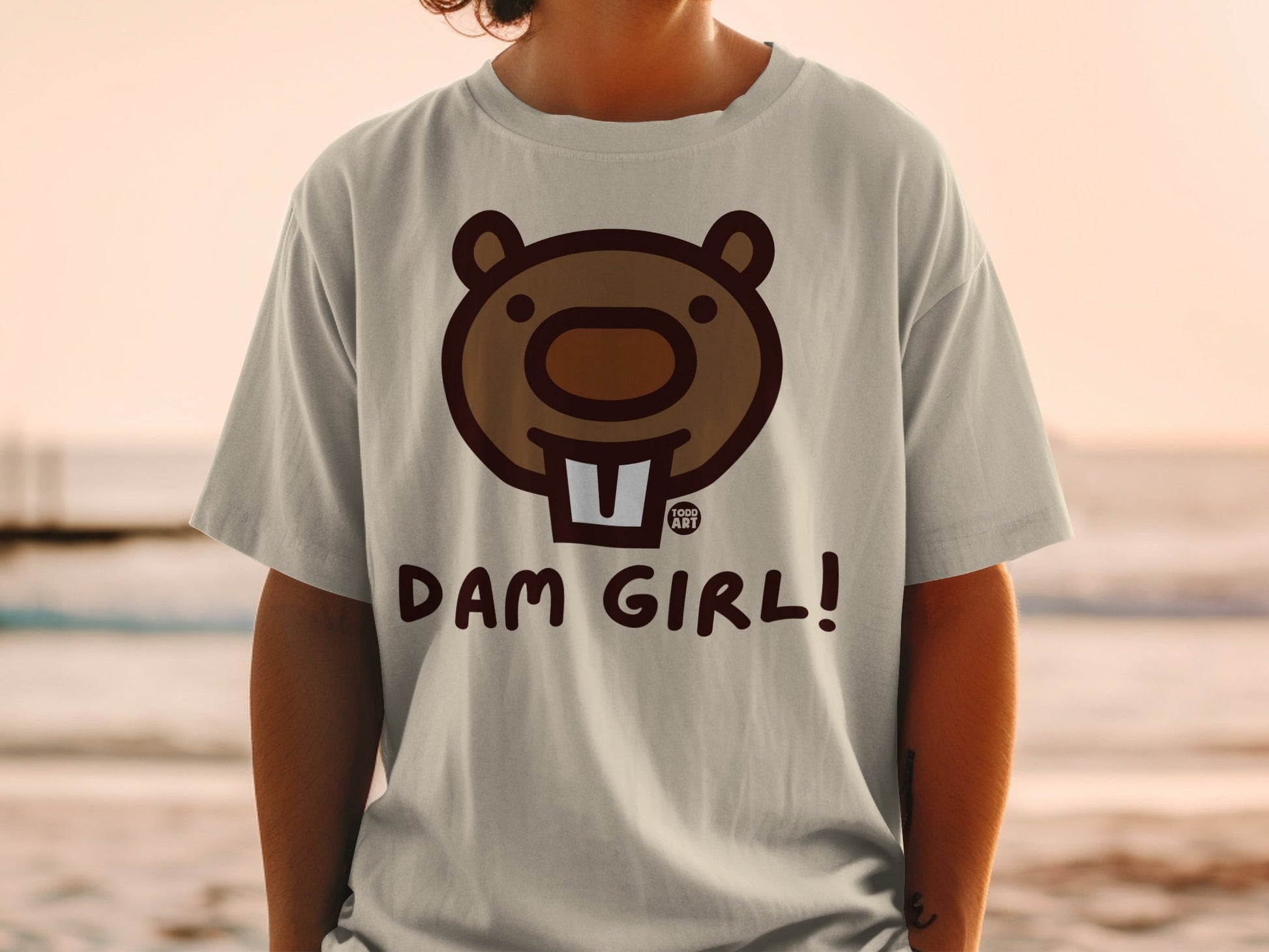 Dam Girl Cute Cartoon Bear Face Graphic Shirt