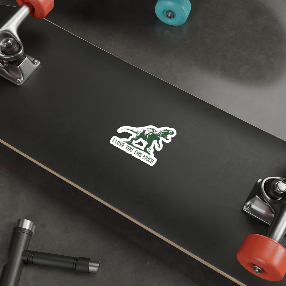 Dinosaur I Love You This Much Skateboard Sticker