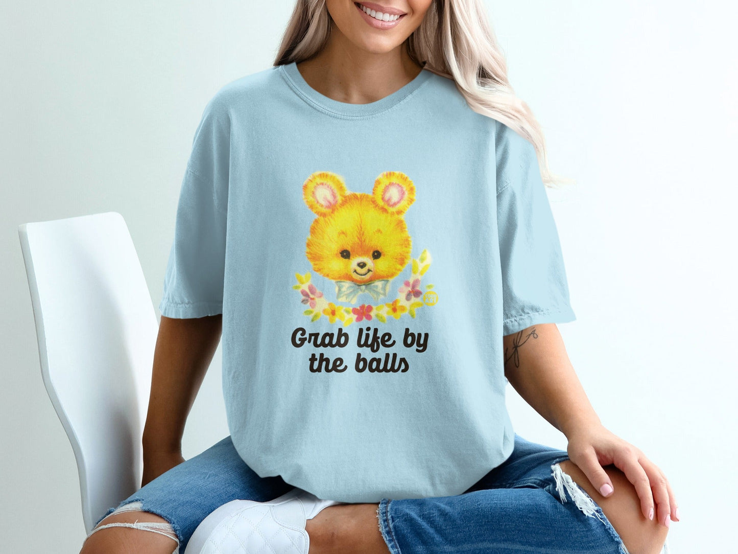 Grab Life by the Balls Cute Bear Graphic T-Shirt