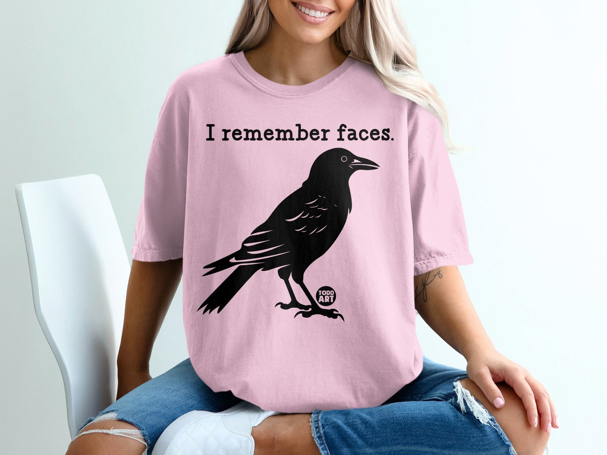 I remember faces graphic crow design t-shirt