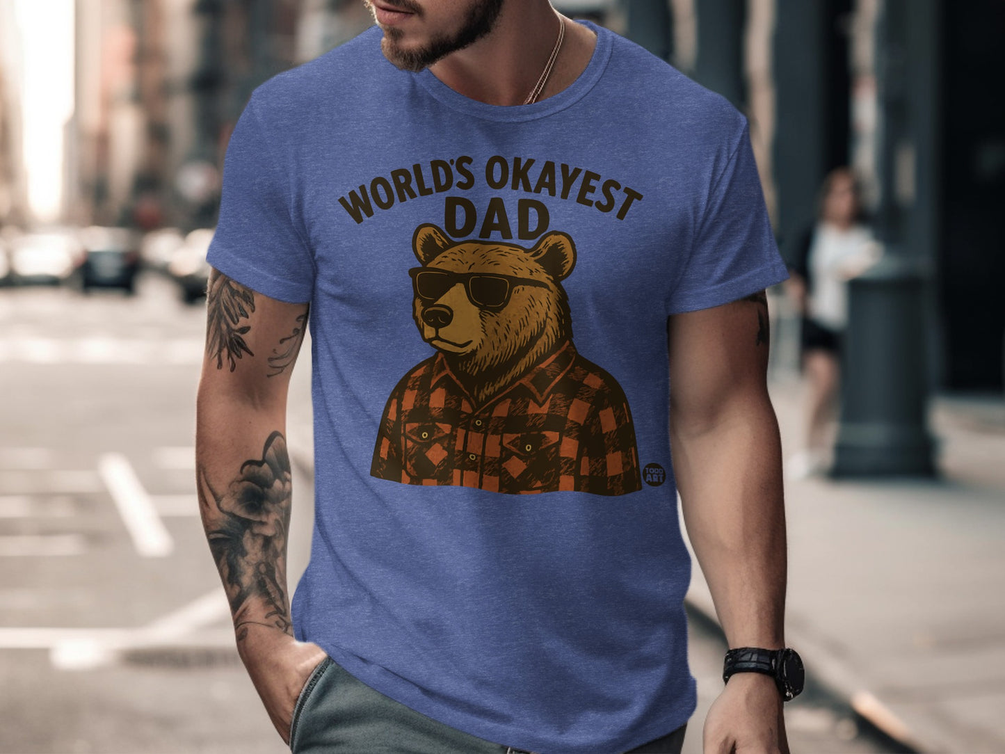 Worlds Okayest Dad Cool Bear Graphic Shirt