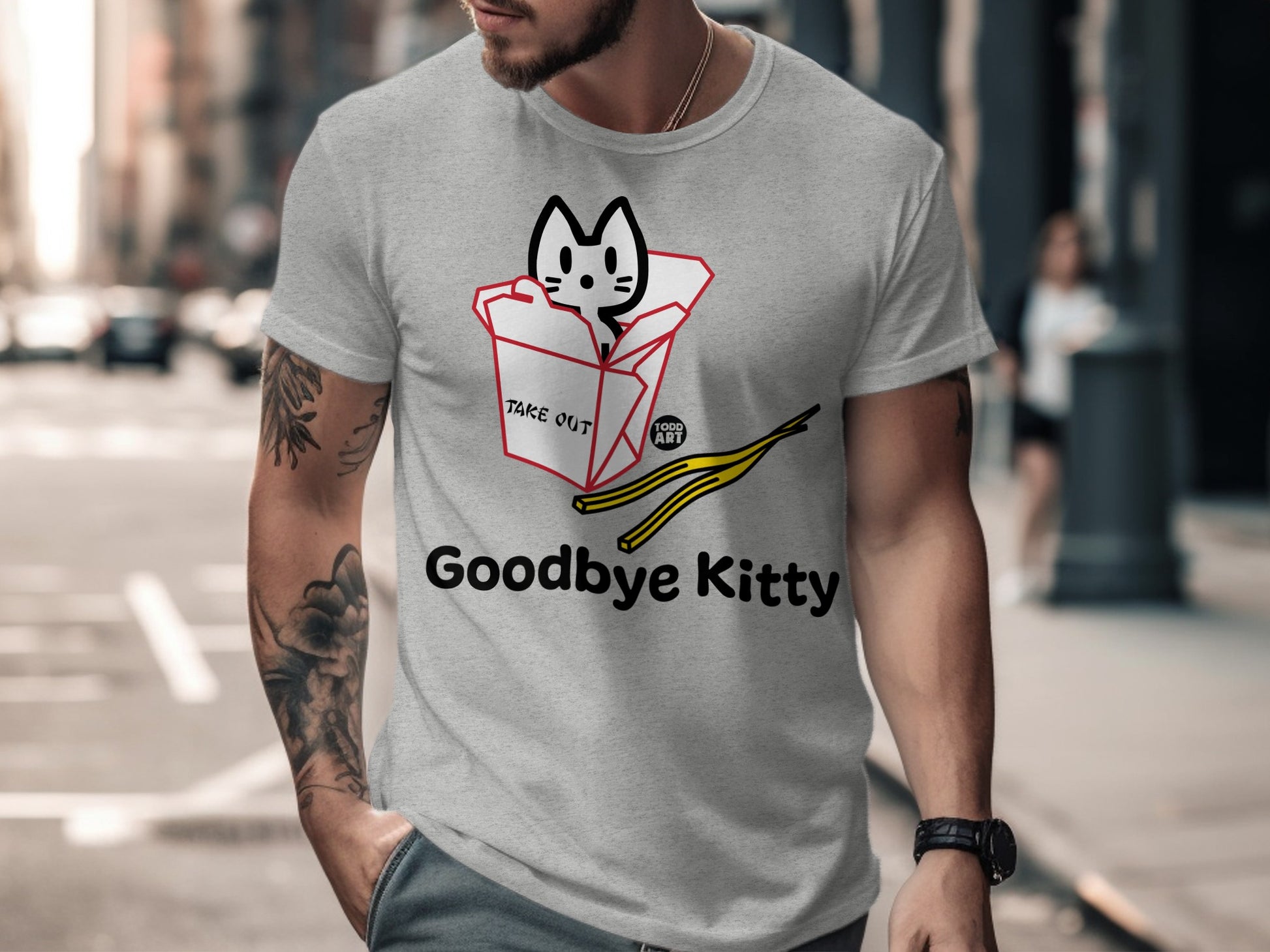 Goodbye Kitty Humorous Graphic T-Shirt