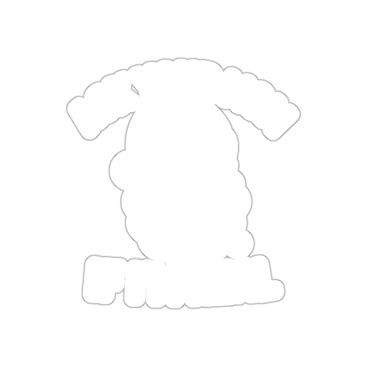 Fluffy Dog Cartoon Sticker with Funny Text Design
