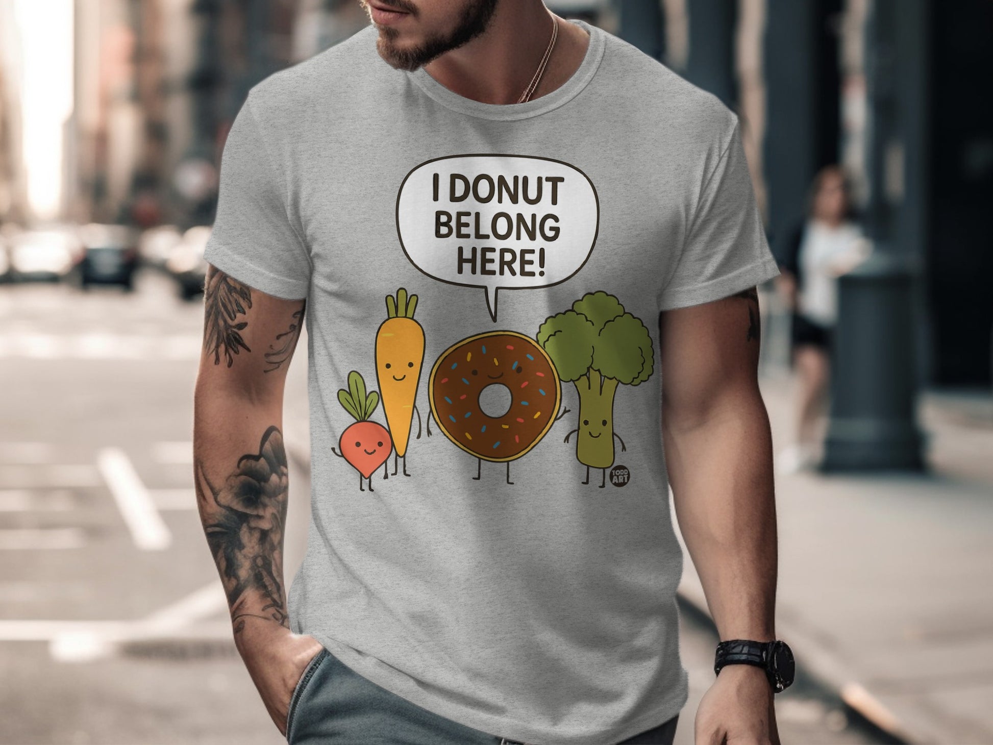 Funny I Donut Belong Here Veggie Graphic T-Shirt