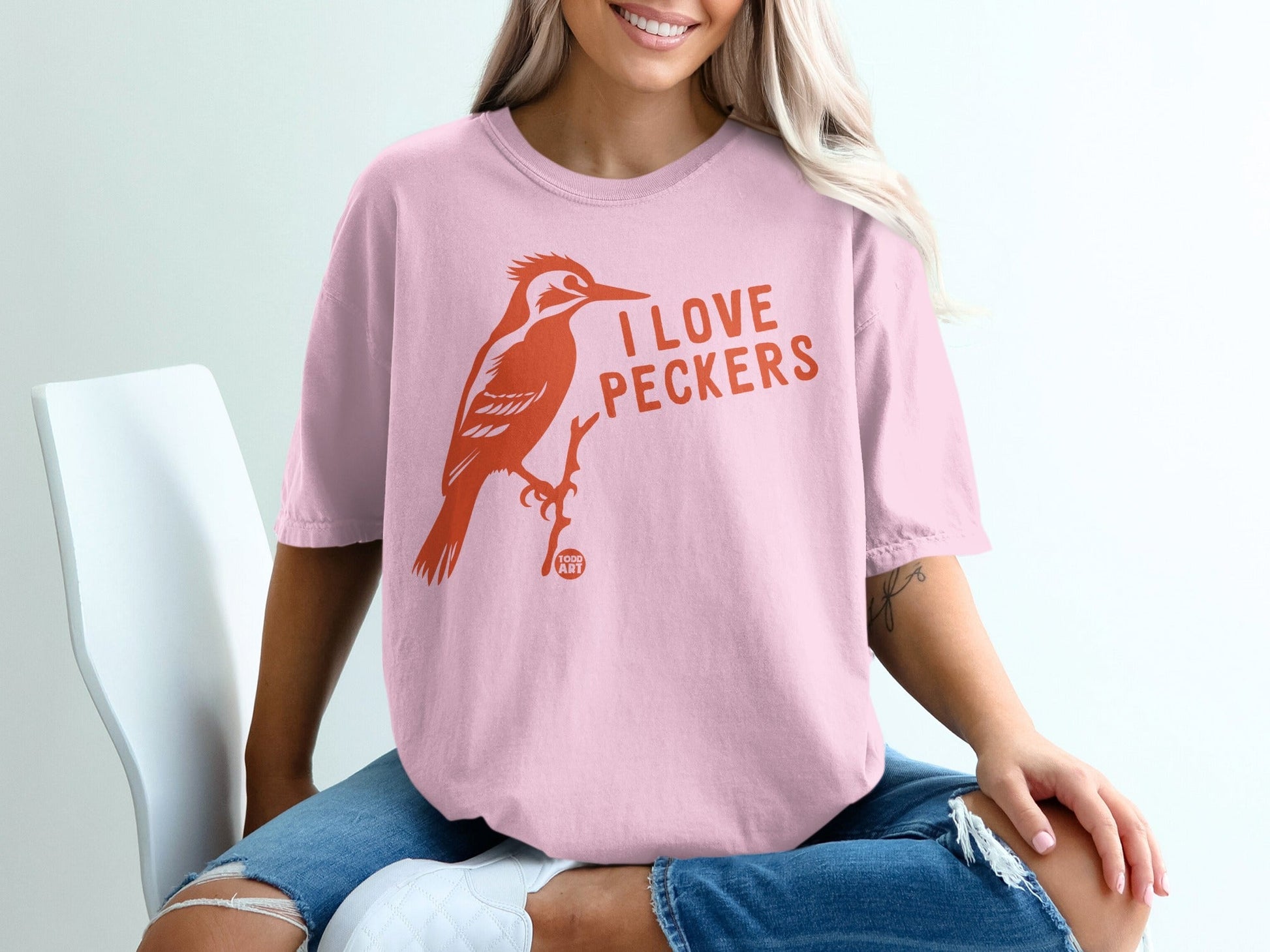 I Love Peckers Design Funny Graphic Tee