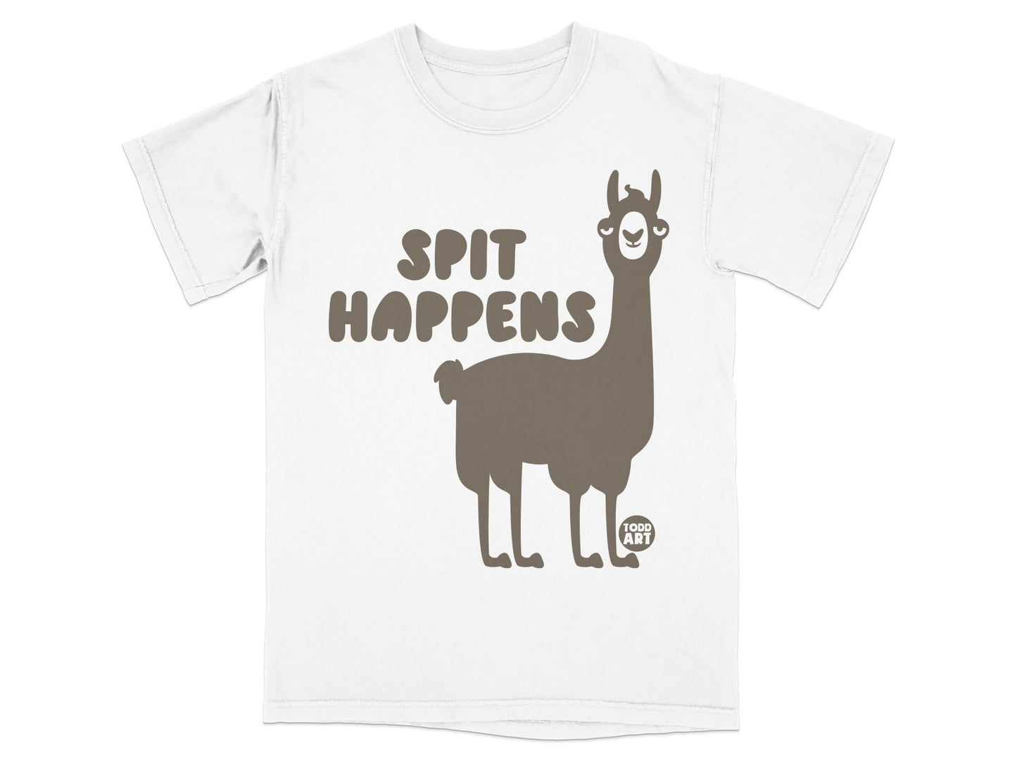 Spit Happens Funny Llama Graphic T-Shirt Product