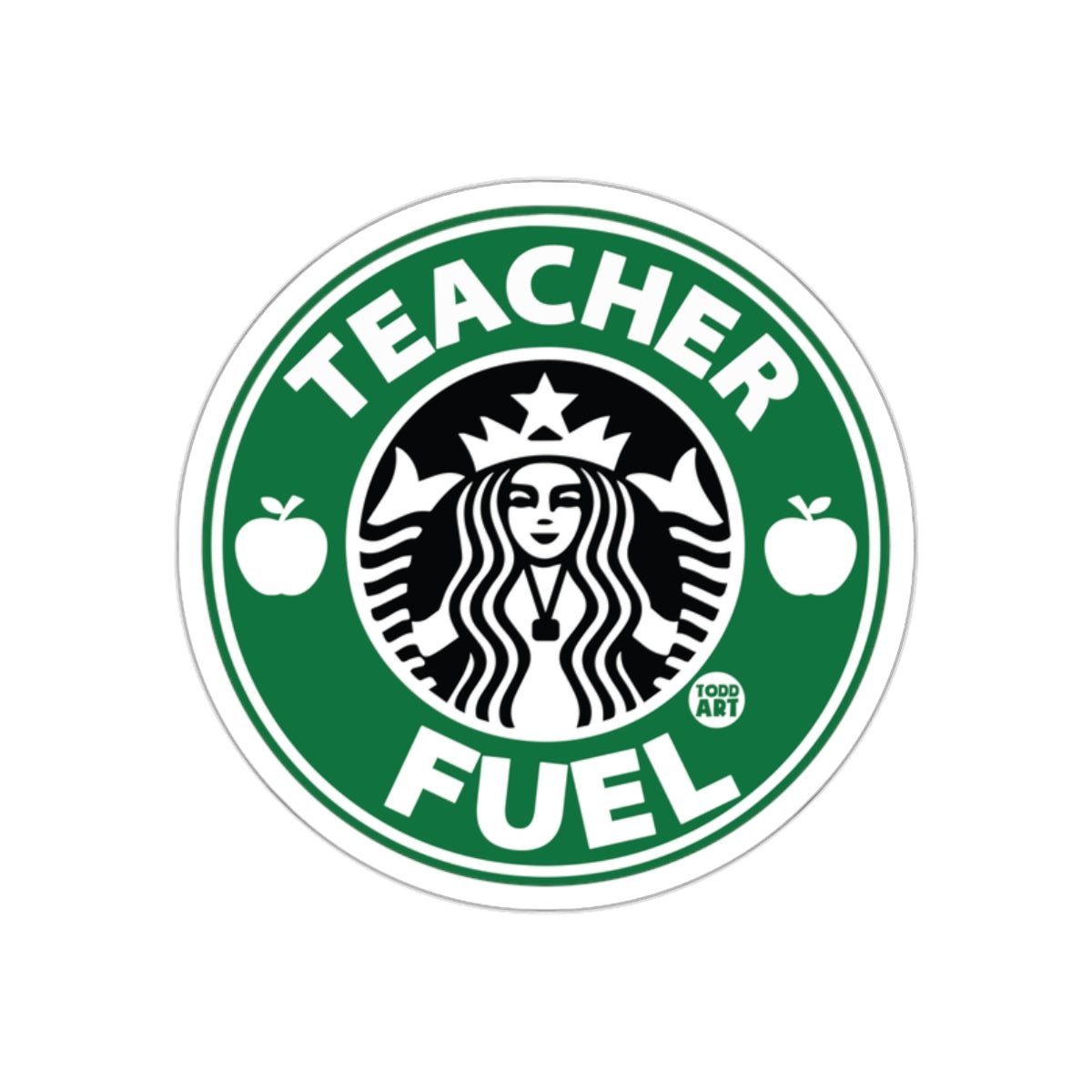 Teacher Fuel Circle Green Sticker Design