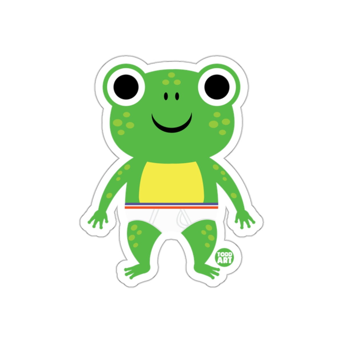 Cute Green Frog with Diaper Illustration Sticker