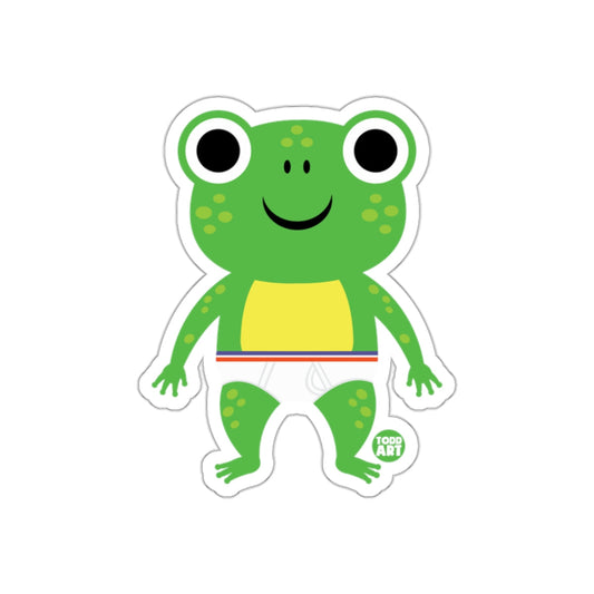 Cute Green Frog with Diaper Illustration Sticker
