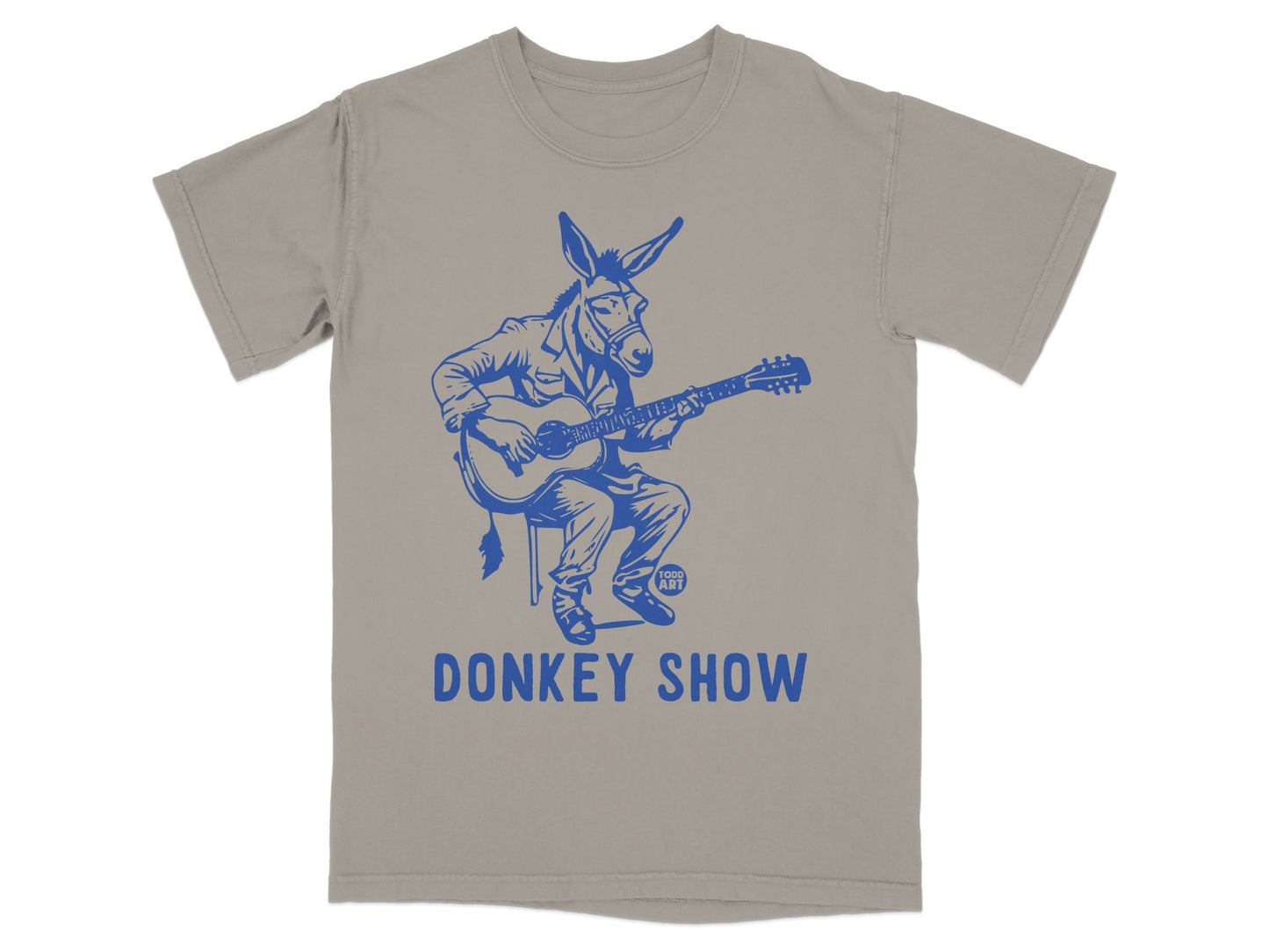 Donkey Show Graphic T-Shirt With Guitar Playing Donkey