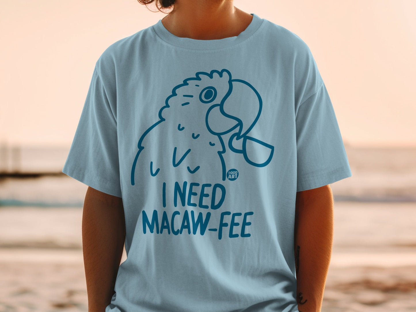 I Need Macaw-Fee Parrot Graphic Tee for Coffee Lovers