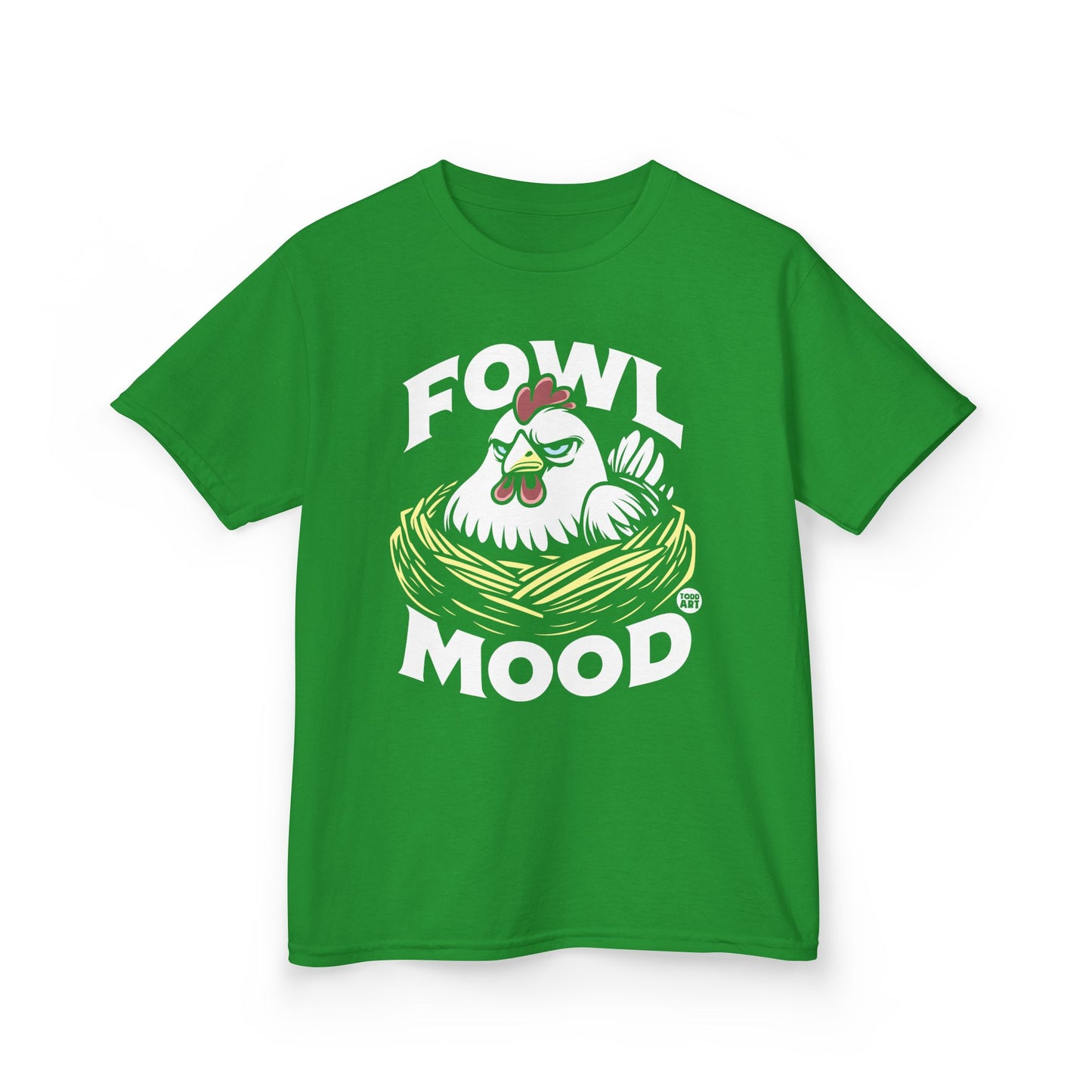 Kids T-Shirt — "Fowl Mood" Grumpy Chicken Graphic Tee