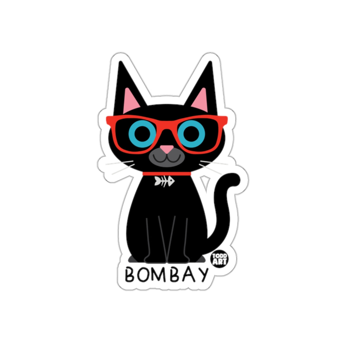 Cute Bombay Cat with Glasses Sticker for Cat Lovers