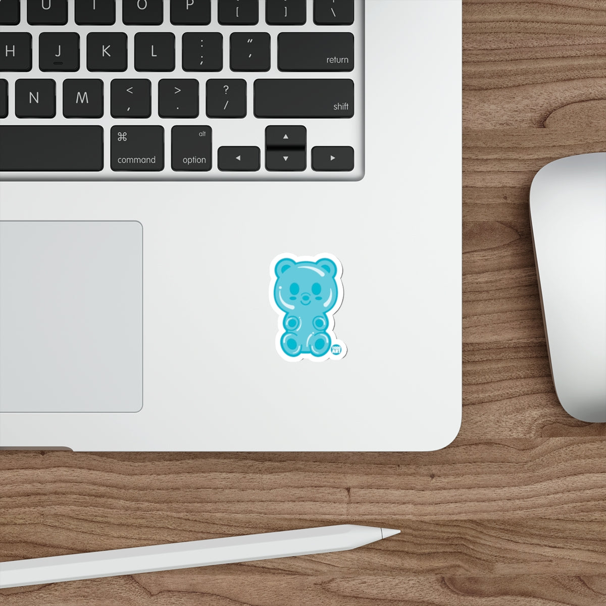 Cute Blue Teddy Bear Laptop Sticker for Your Devices