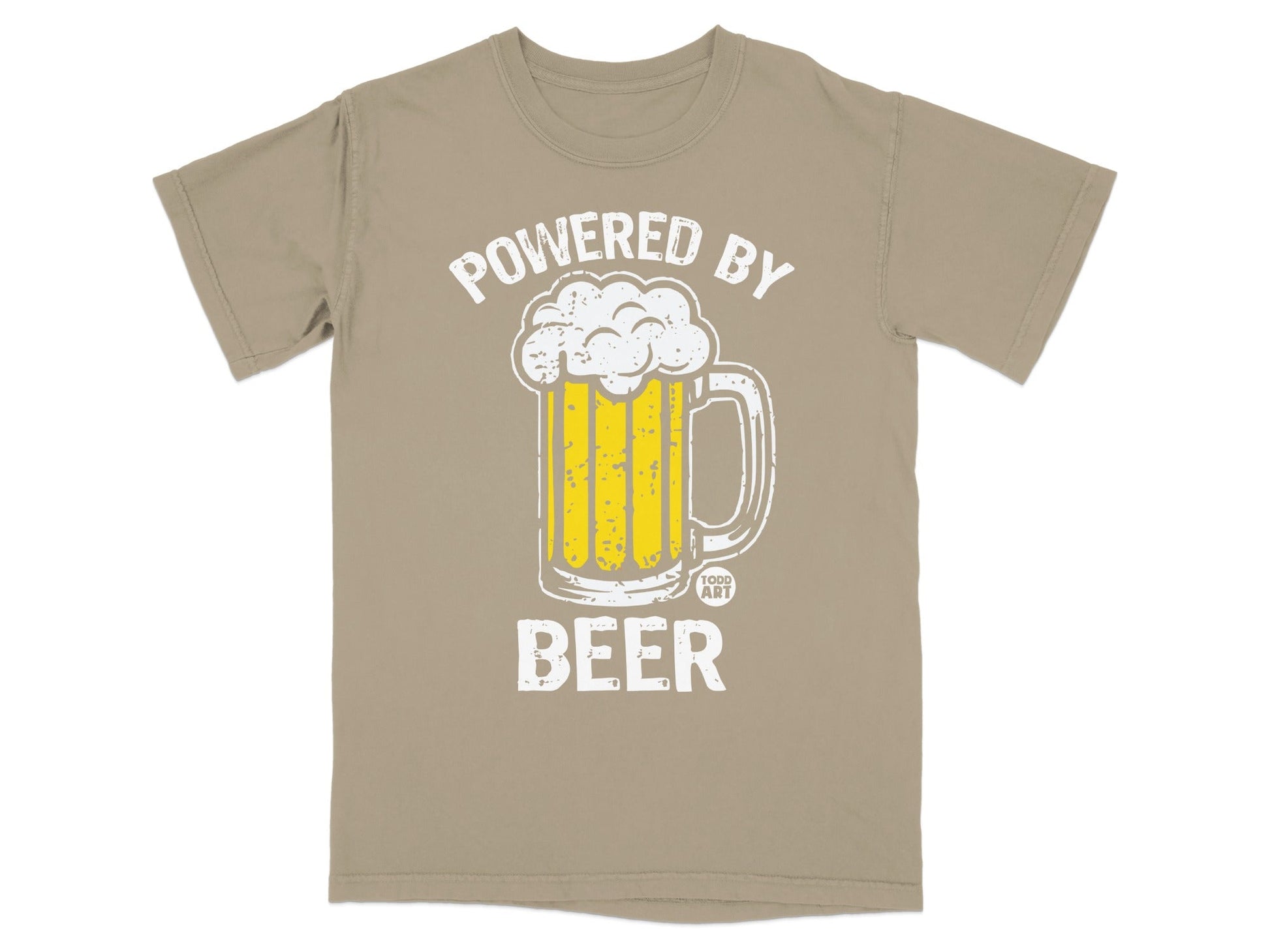 Powered By Beer Graphic T-Shirt Fun Beer Lover Tee