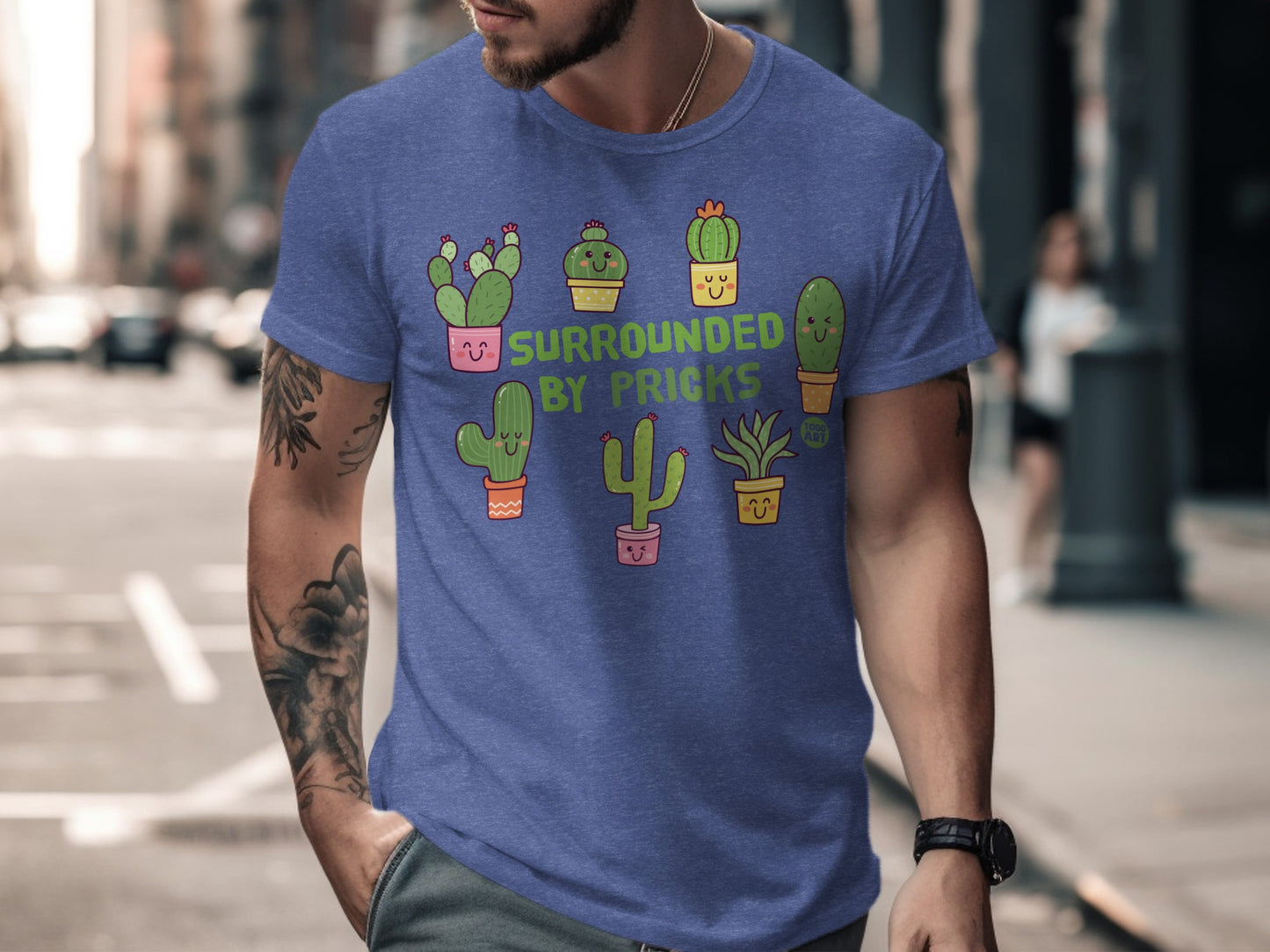 Surrounded By Pricks Funny Cactus Graphic T-Shirt