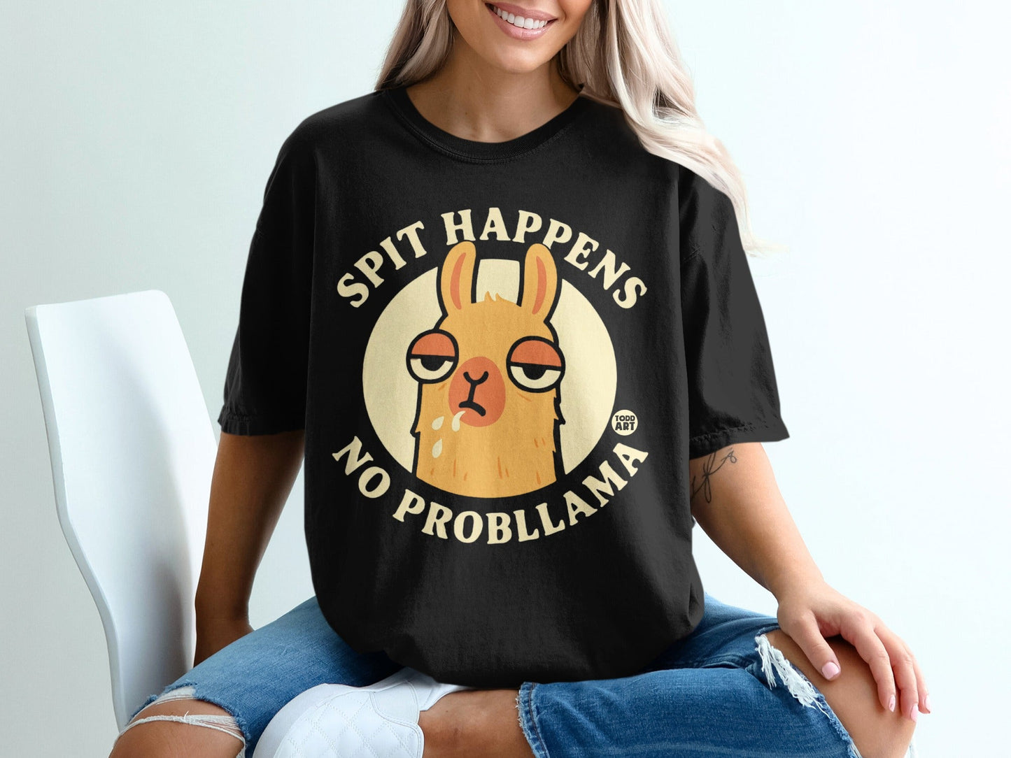 Spit Happens No Probllama Graphic Tee Shirt