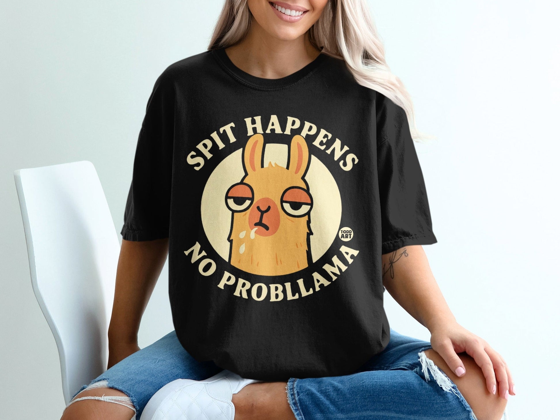 Spit Happens No Probllama Graphic Tee Shirt