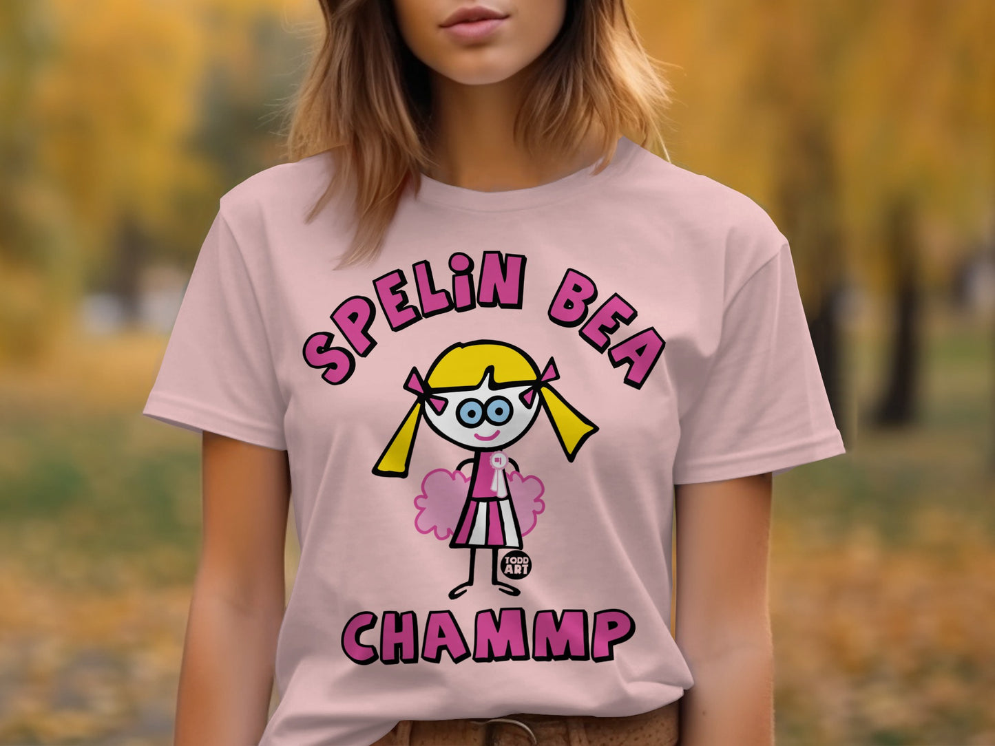 Funny Spelling Bee Champ Cartoon T-Shirt Graphic