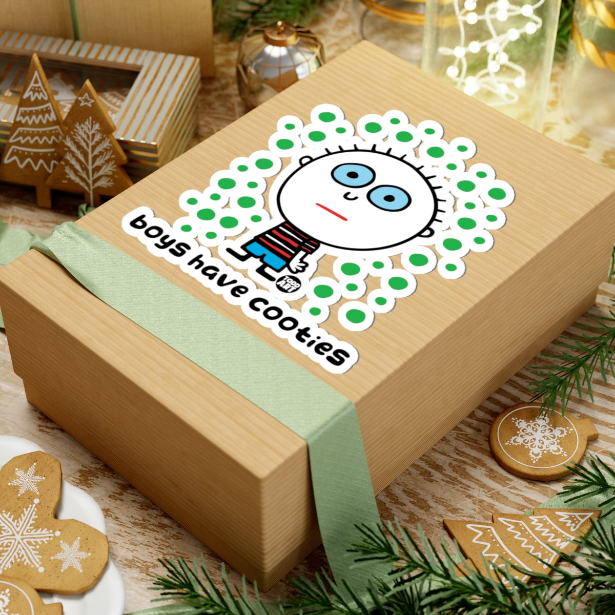 Green Alien Boy Loves Cookies Todd Art Sticker