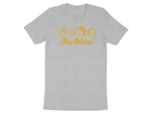 Stay Golden Graphic T-Shirt with Character Faces Design