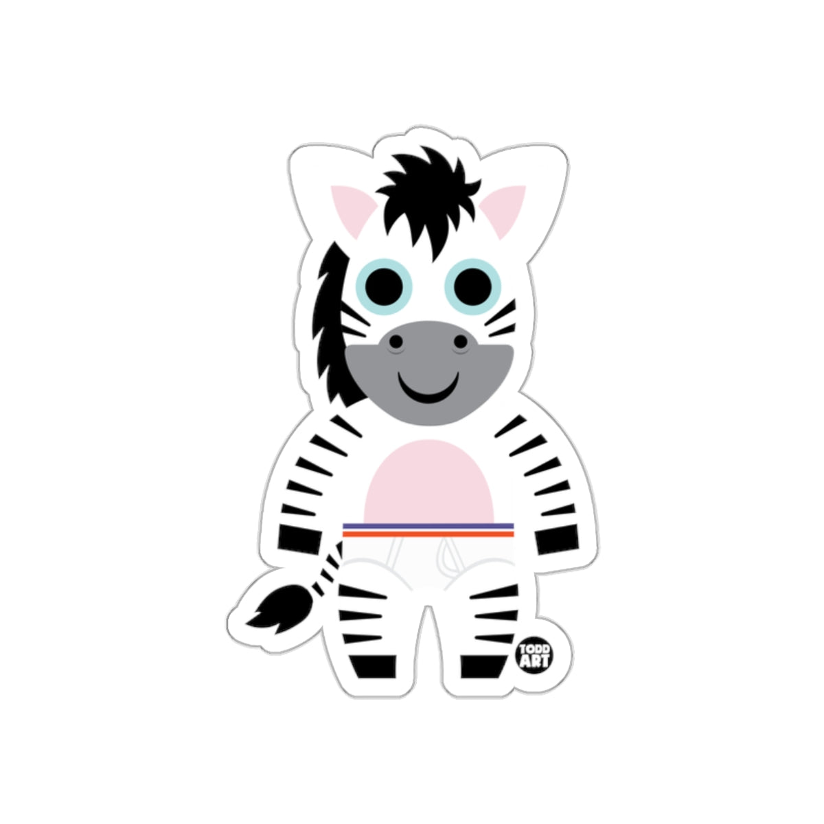 Cute Cartoon Zebra Character Design Sticker