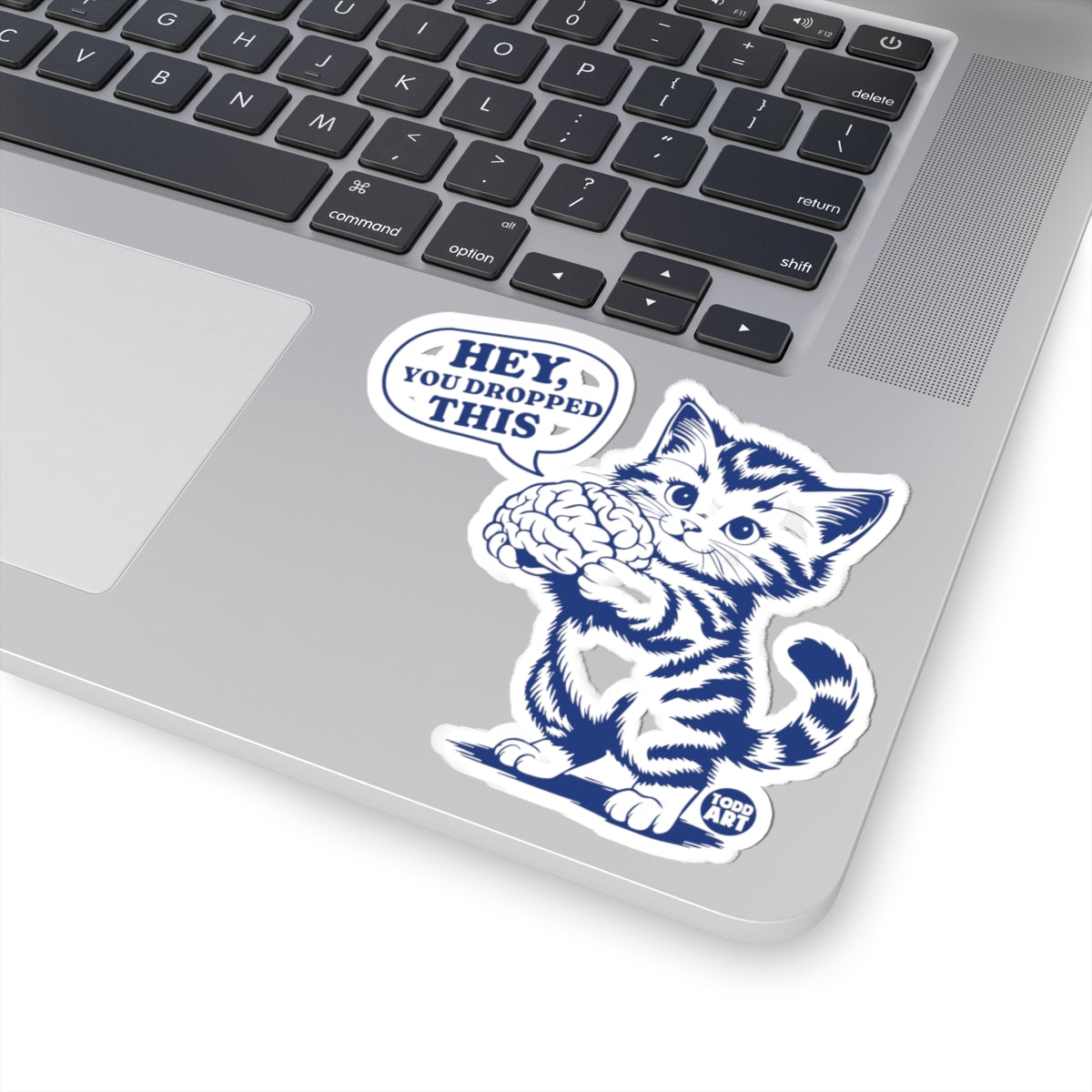 Cat Holding BrainTodd Art Sticker