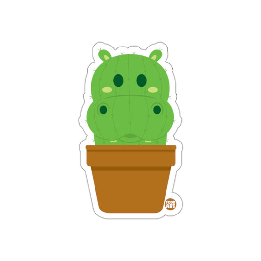 Cute Hippo Cactus Illustration in Flower Pot Sticker