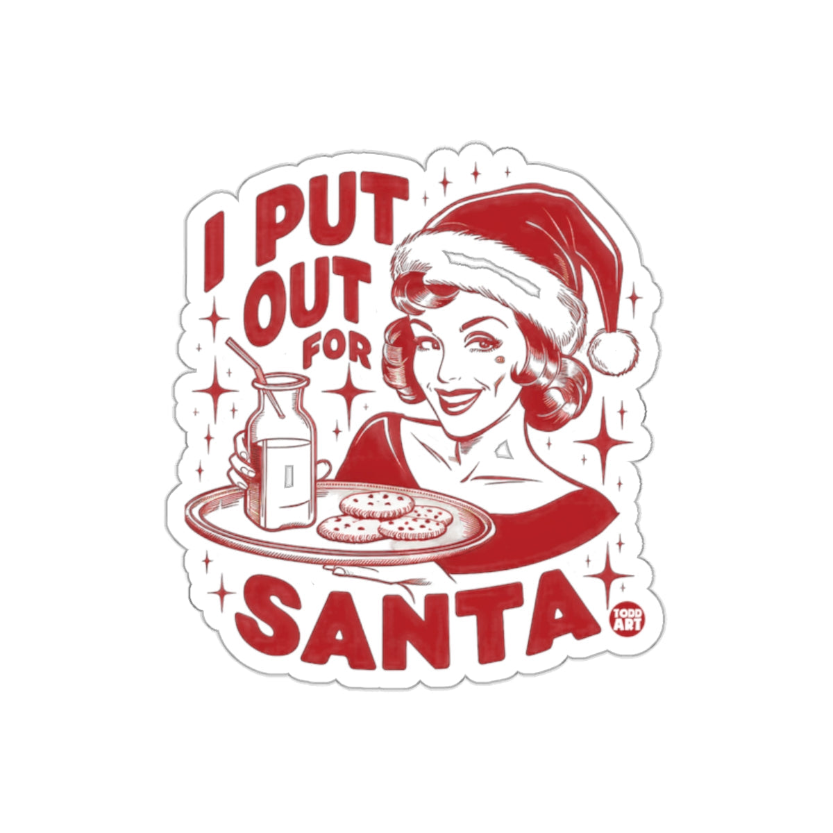 I Put Out for Santa Retro Christmas Humorous Sticker