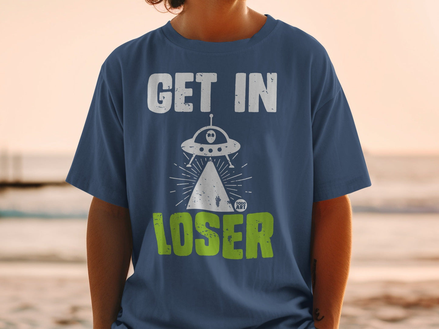 Get In Loser UFO Alien Graphic T-Shirt for Casual Wear