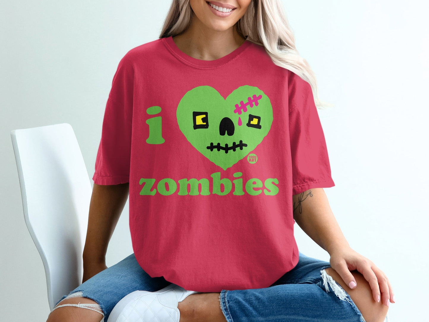 Unique I Love Zombies Graphic T-Shirt for Horror Fans