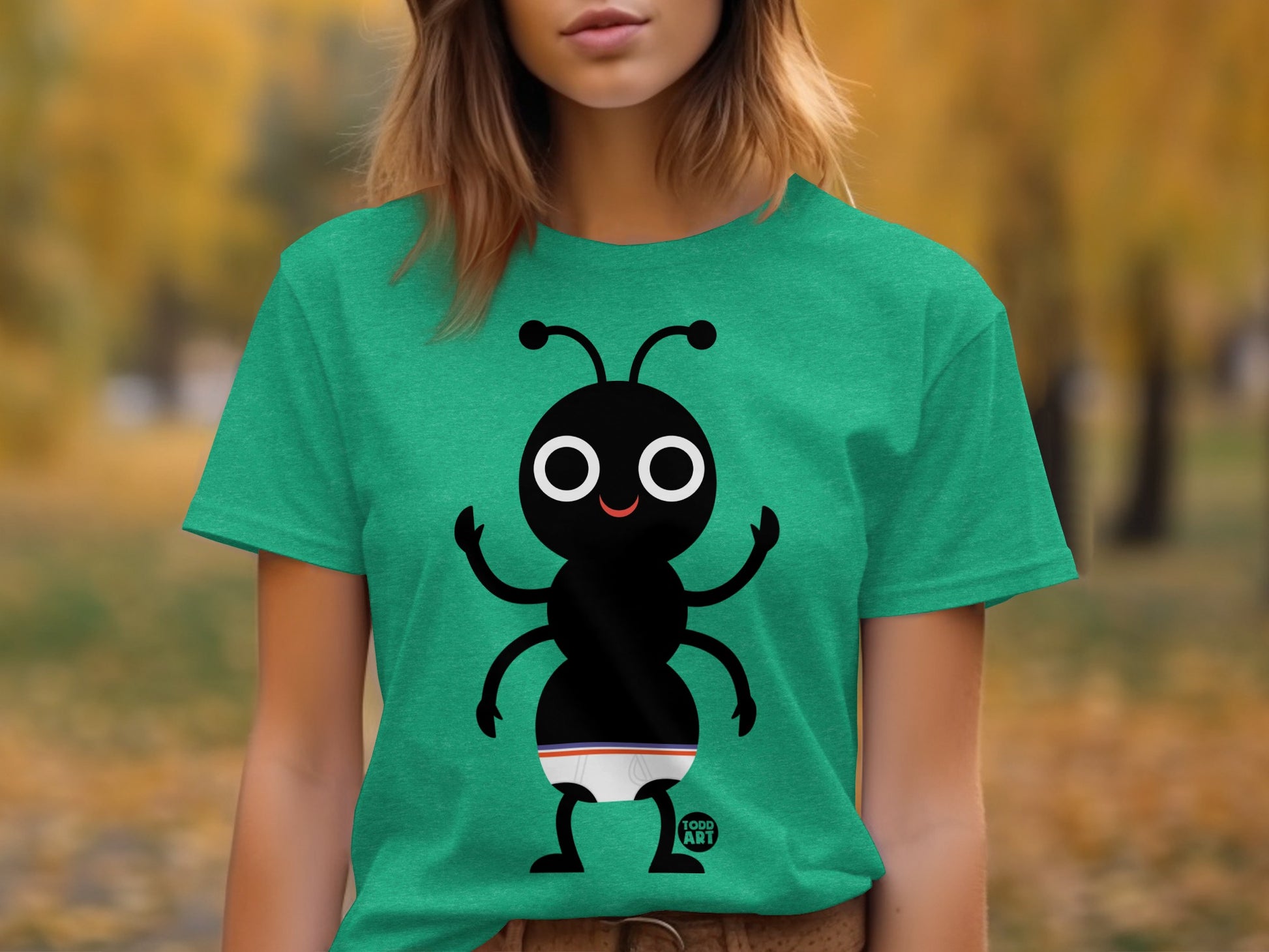 Cute Black Ant with Shorts Fun Graphic Tee