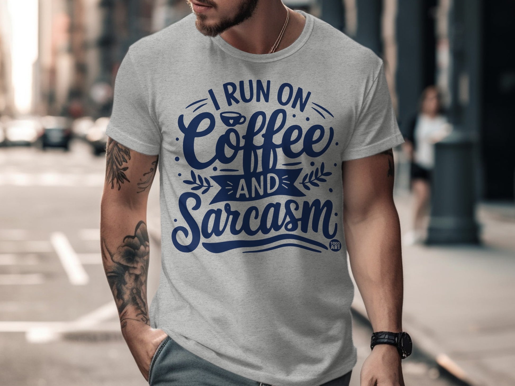 I Run on Coffee and Sarcasm Funny Graphic T-Shirt