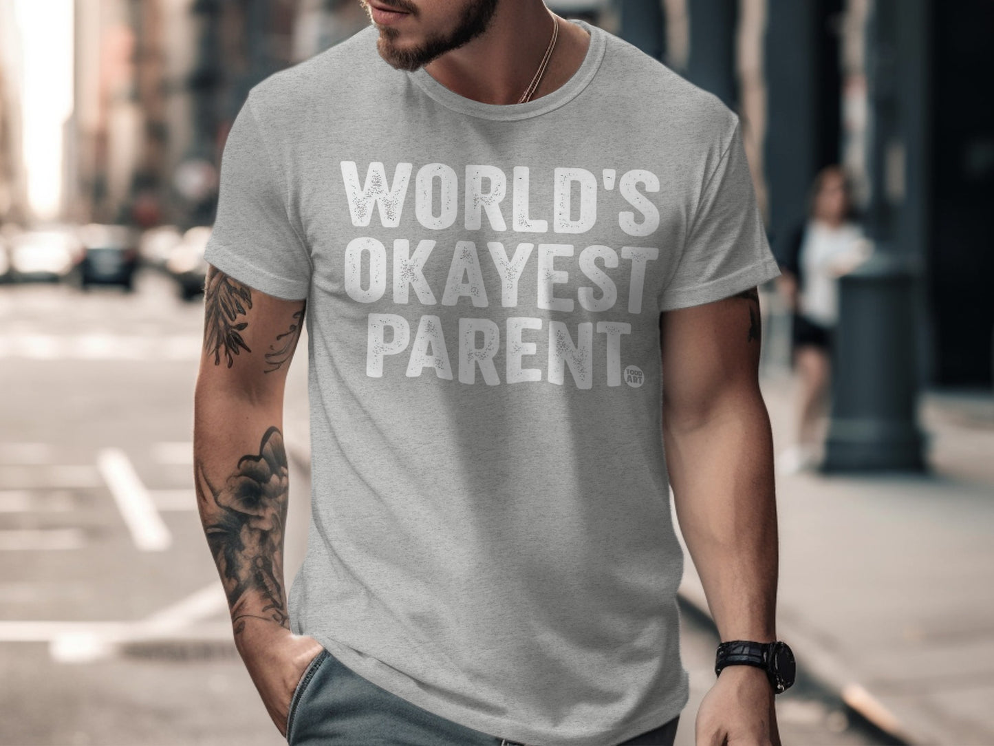 World's Okayest Parent printed quote graphic tee