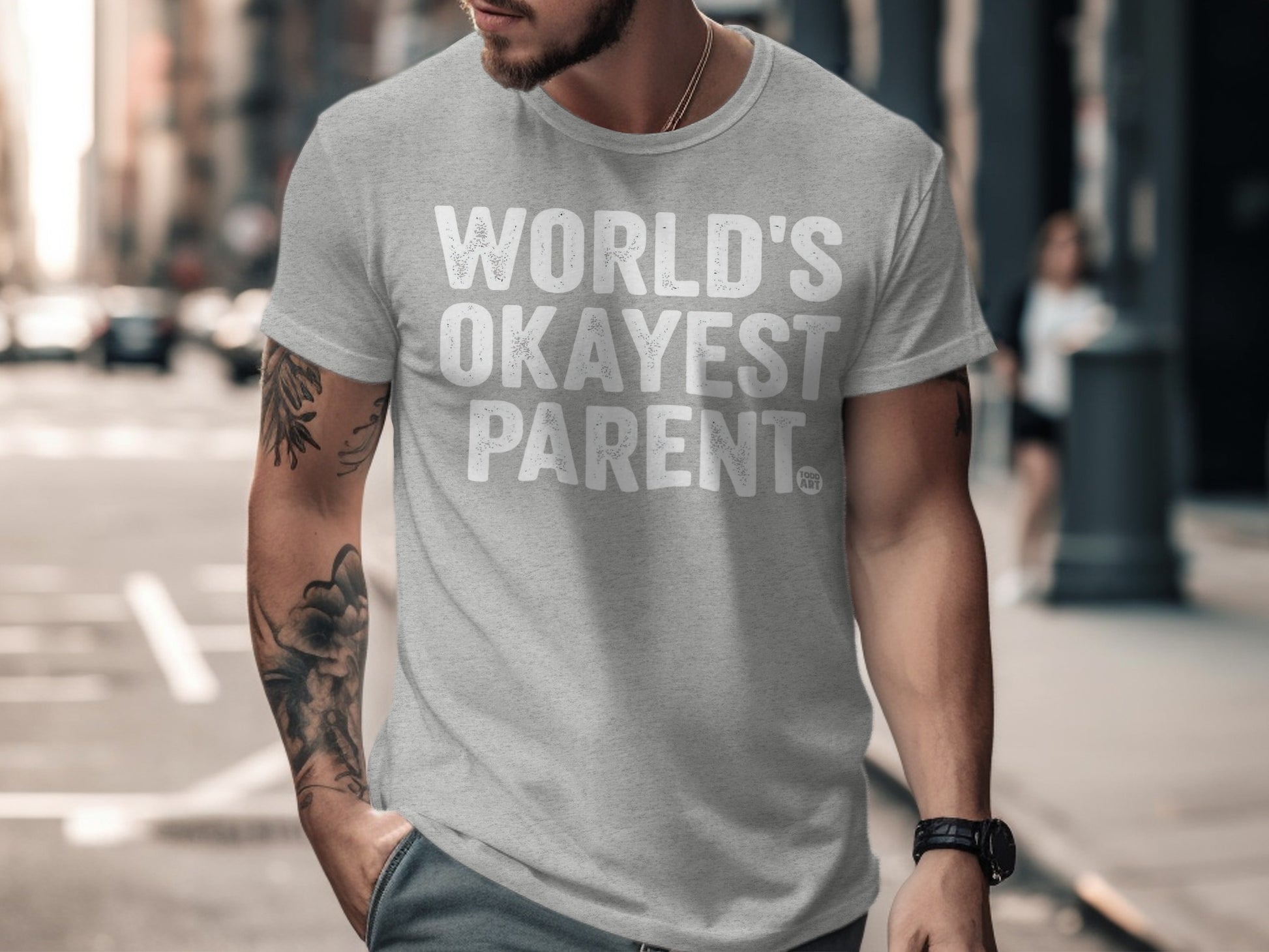 World's Okayest Parent printed quote graphic tee