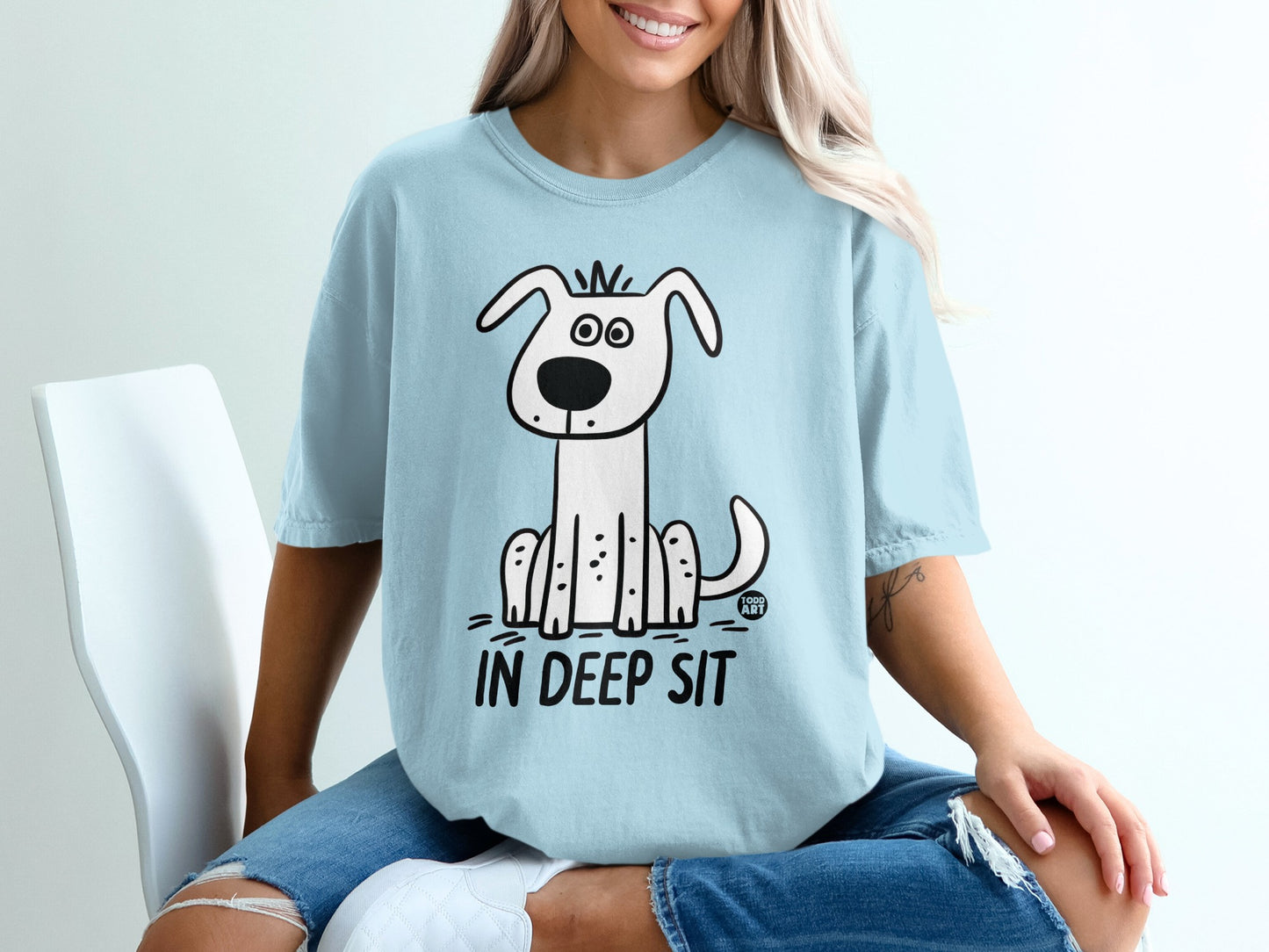 In Deep Sit Dog Graphic T-Shirt for Casual Wear
