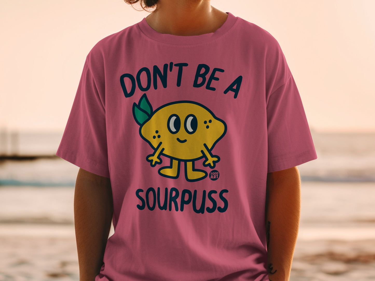 Pink DON'T BE A SOURPUSS Lemon Cartoon Design product type